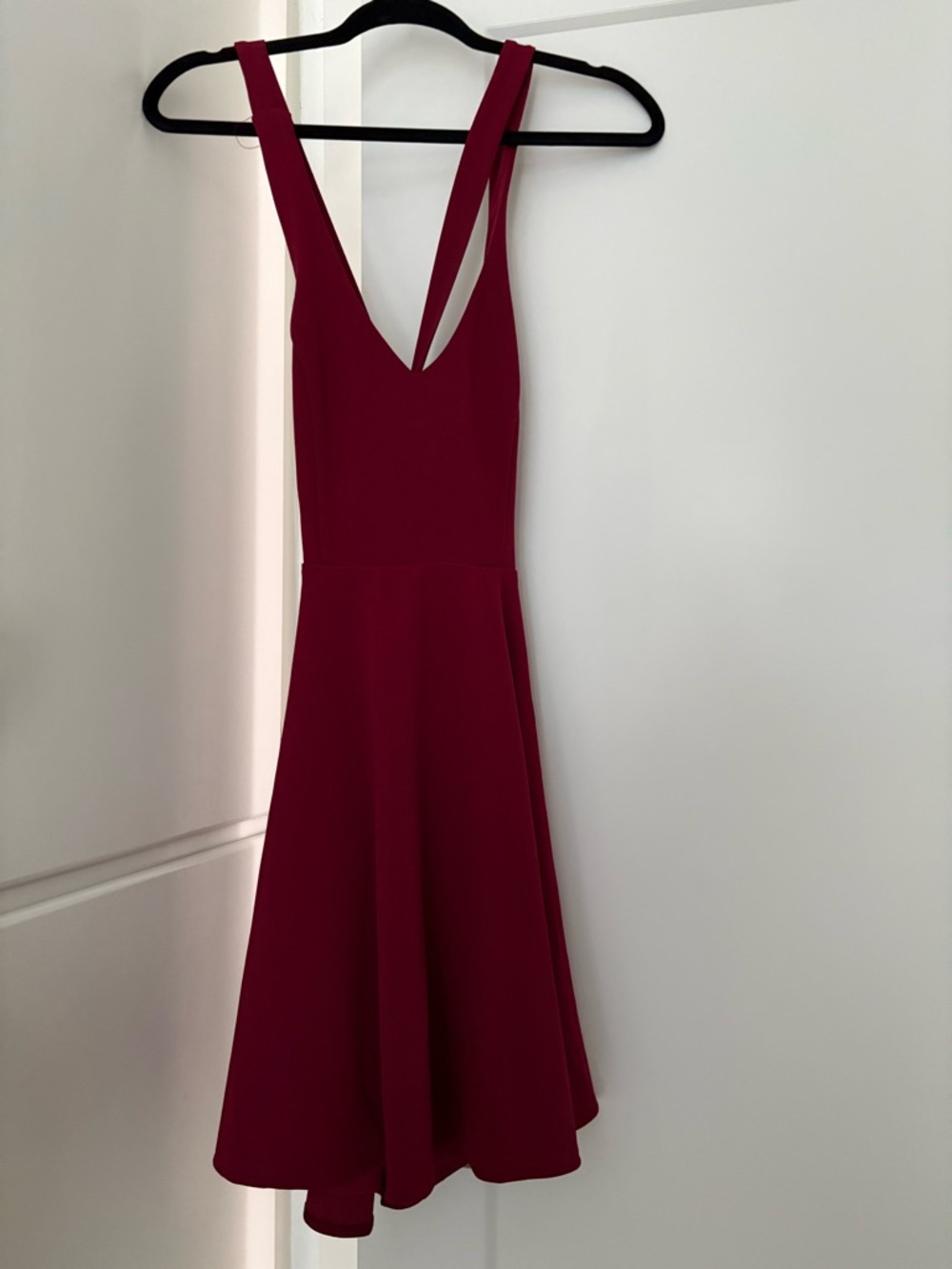 Lulu’s Deep Wine V-Neck Fit & Flare Dress